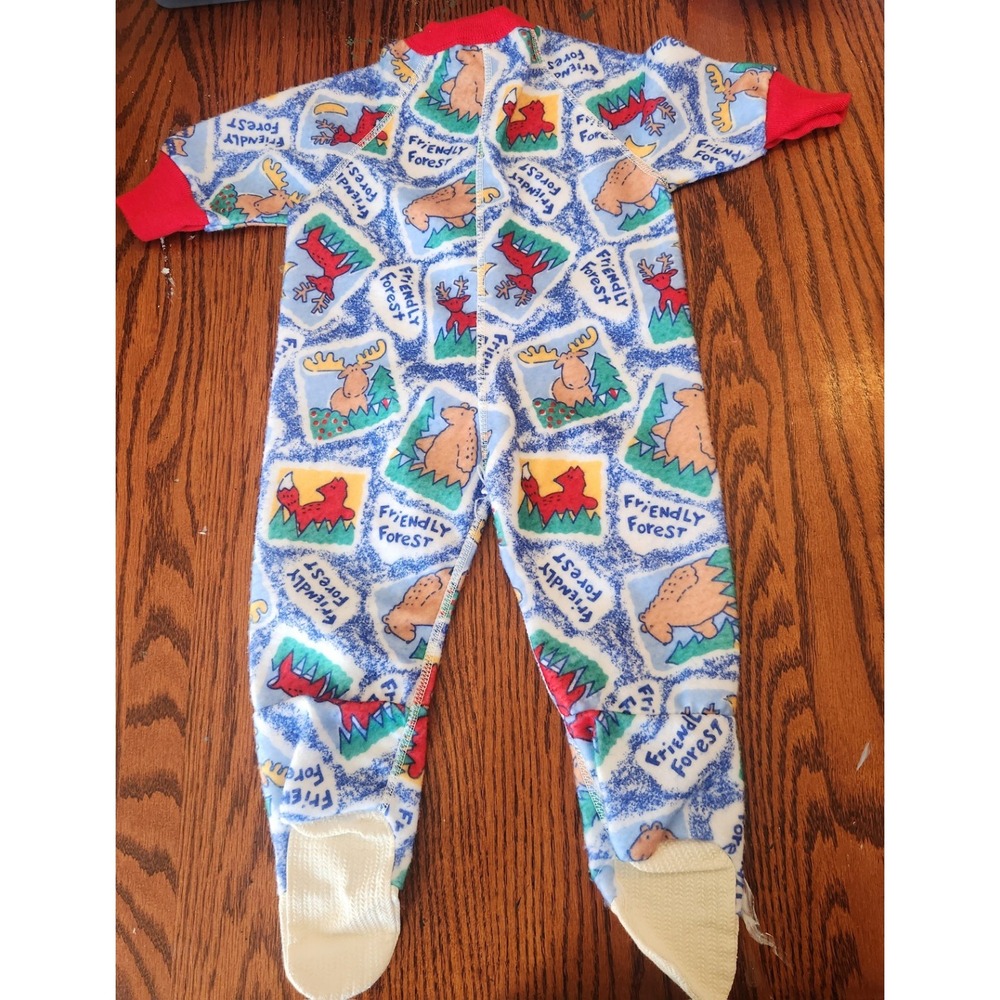 Vintage Screamers USA Made Footie Pajamas Friendly Forest Theme Size 1 - Picture 4 of 6